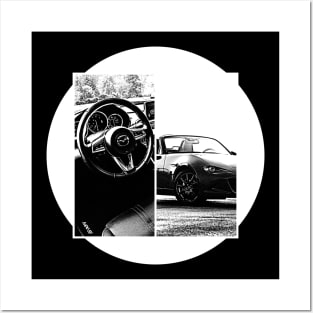 Mazda Miata MX-5 ND Black 'N White 5 (Black Version) Posters and Art